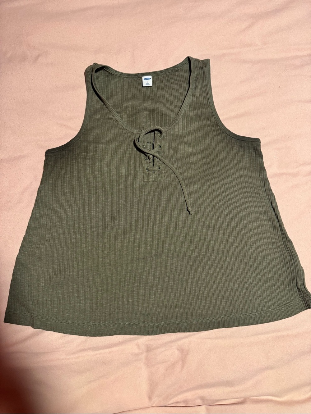 Old Navy Olive Lace-Up Ribbed Tank Top